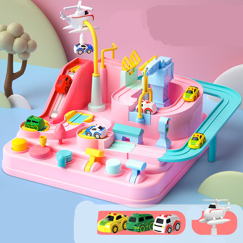Cars Pass Through Big Adventure Parking Lot Rail Car Toy Car Track Kids Toy Kids DealSniper.net Pink 3trolley