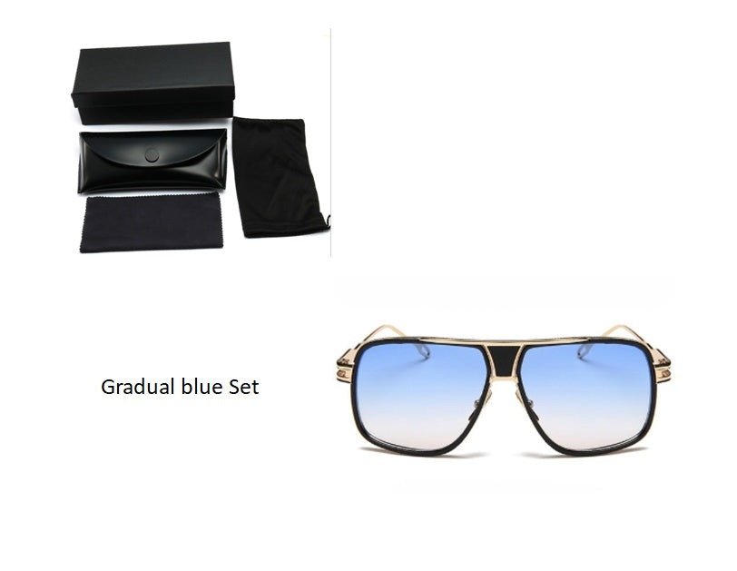 Sunglasses Men Brand Designer Sun Glasses Driving Oculos Men DealSniper.net Gradual blue set