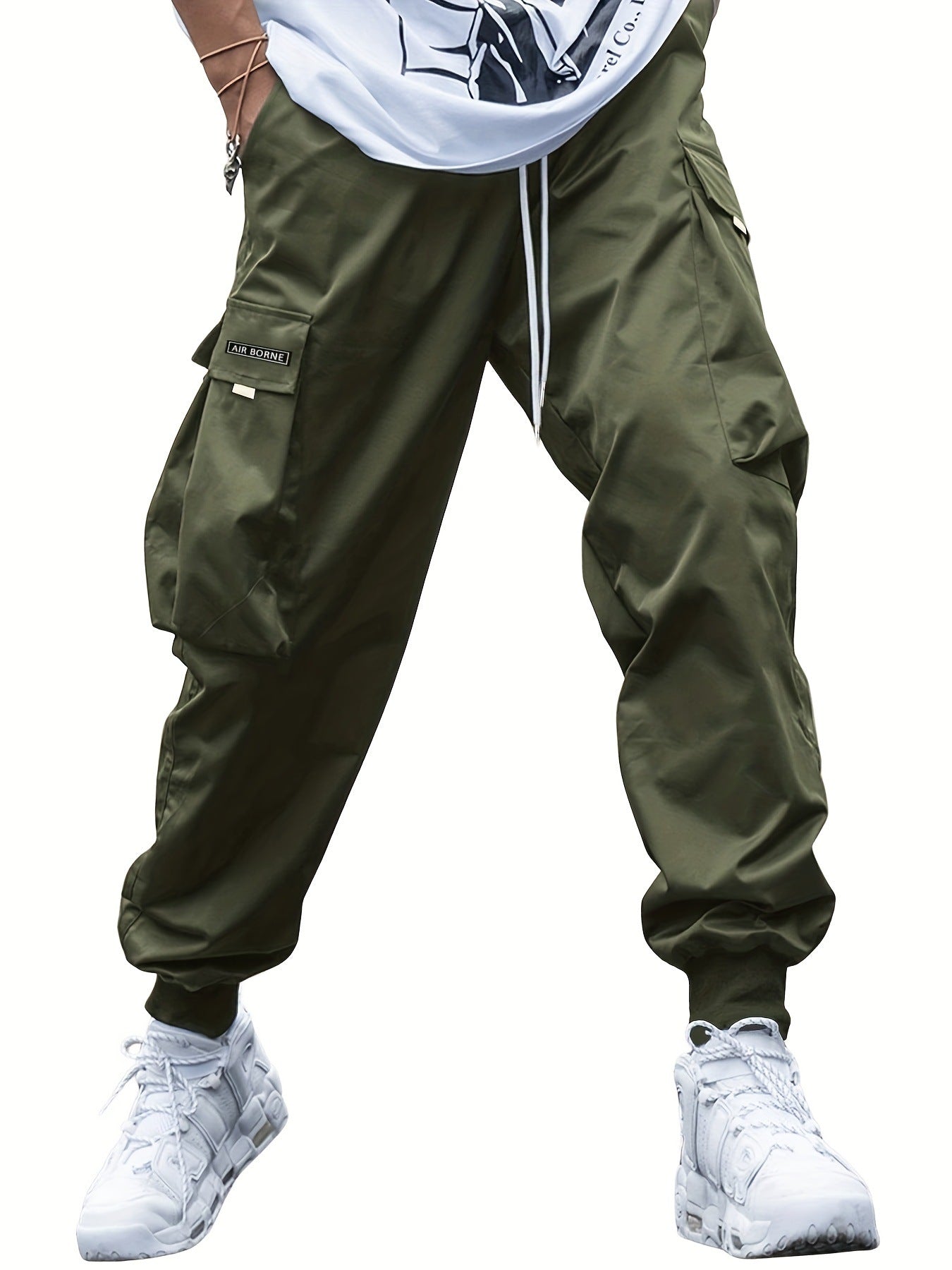 Multi-pocket Cargo Pants Men's Casual Hip-Hop Drawstring Men Gym From House Army Green 3XL