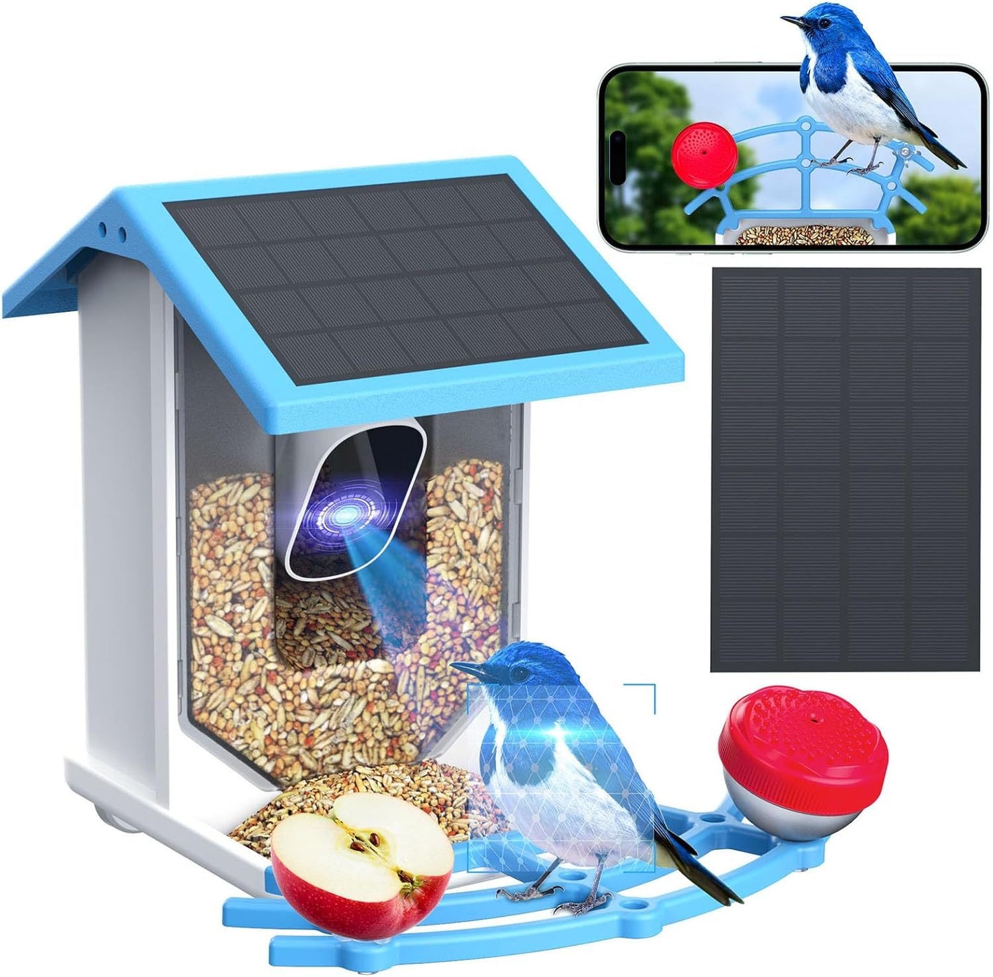 Smart Bird Feeder With Camer Solar-Powered WiFi Pets dealsniper-net