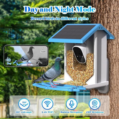 Smart Bird Feeder With Camer Solar-Powered WiFi Pets dealsniper-net