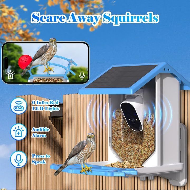 Smart Bird Feeder With Camer Solar-Powered WiFi Pets dealsniper-net