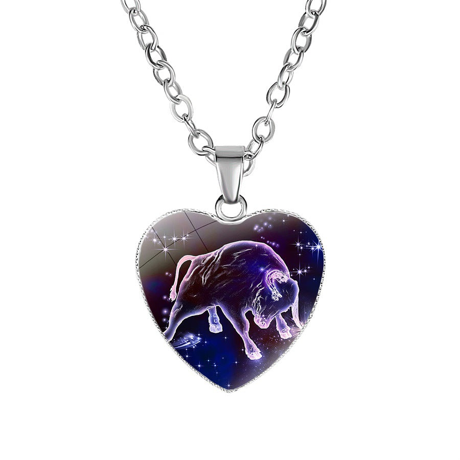 Women's Zodiac Heart Pendant Necklace