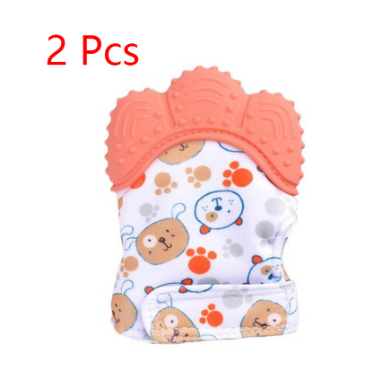 Baby teether baby anti-bite silicone molar gloves children's sound toys Kids DealSniper.net Orange 2 style 1pair