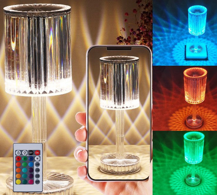 Crystal Table Lamp Hotel Decoration Diamond Warm Led Home dealsniper-net Transparent Charging remote control16Color USB