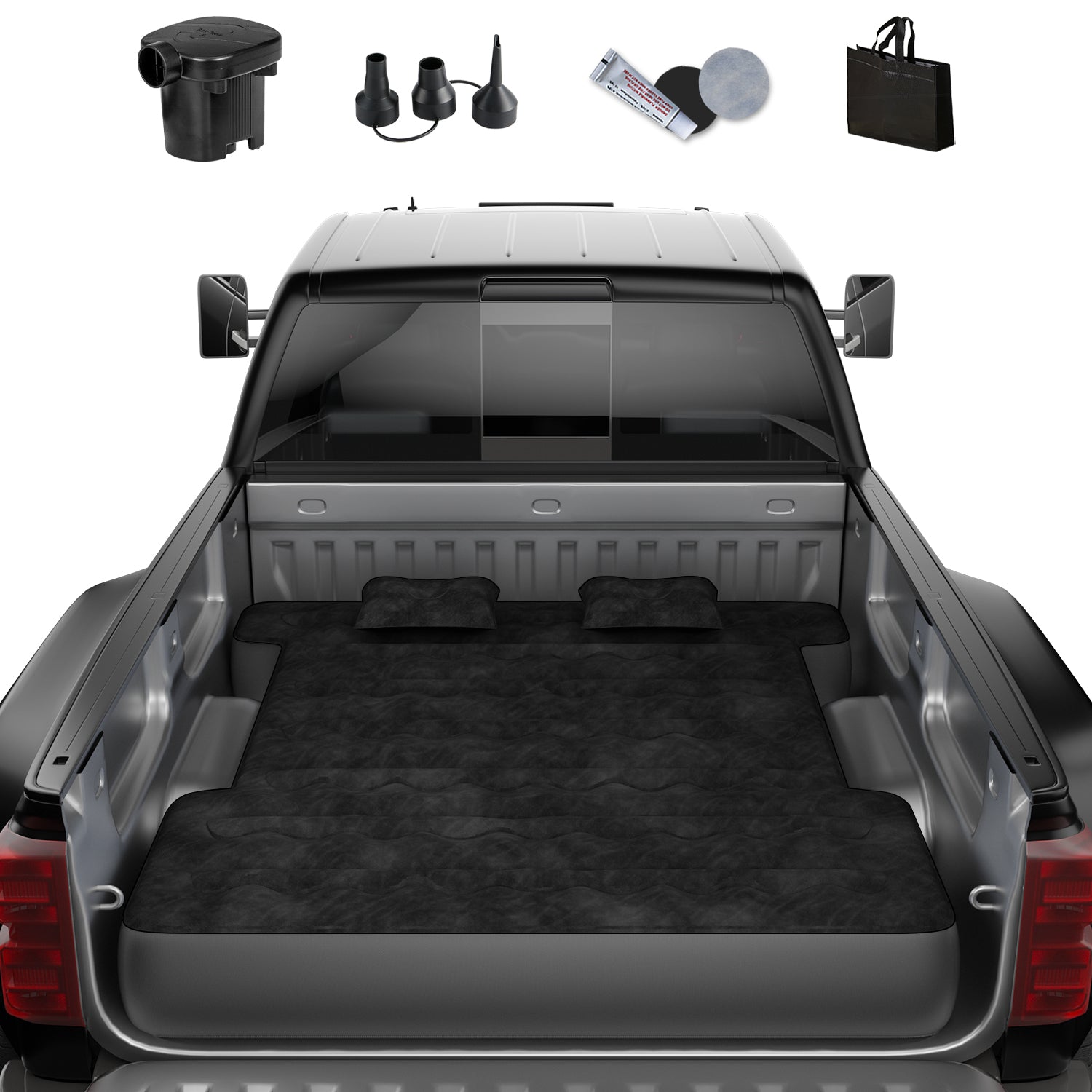 Truck Bed Air Mattress Inflatable Air Mattress For 5.5-5.8ft Short Truck Vehicle dealsniper-net Black