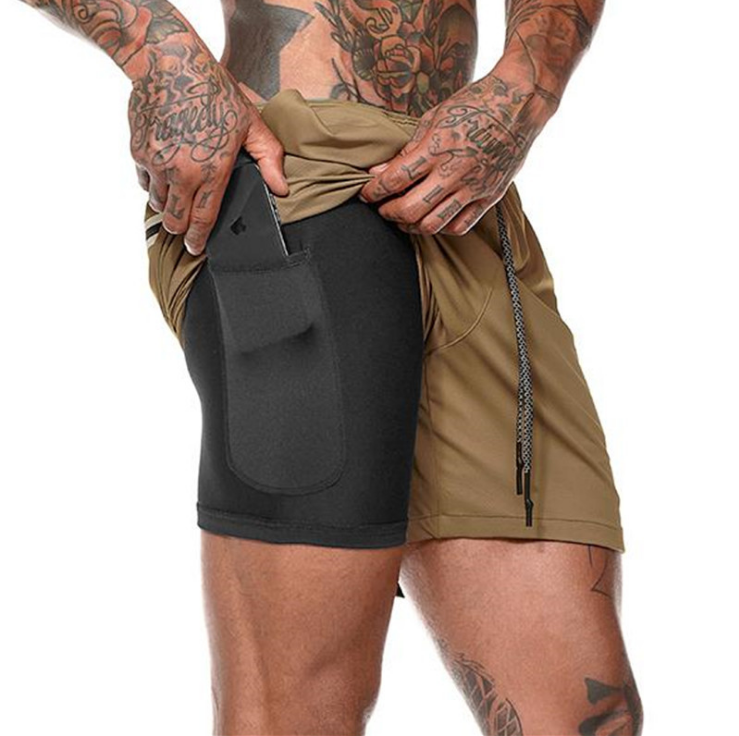 Pocket Compression Shorts Men dealsniper-net Khaki L