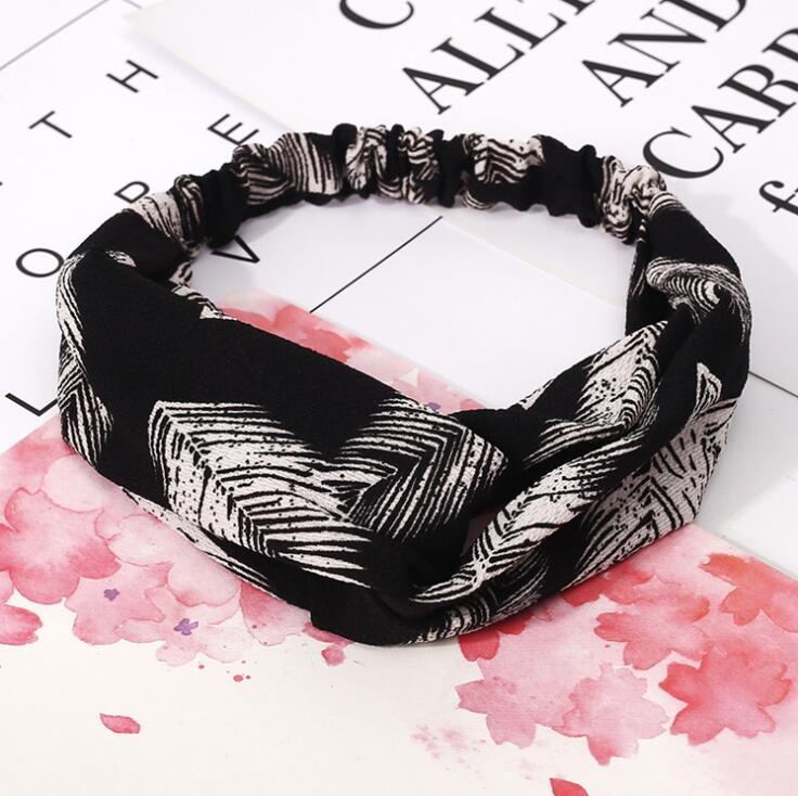 Women Retro Style Hairband floral Print Headband Cross Women dealsniper-net M3