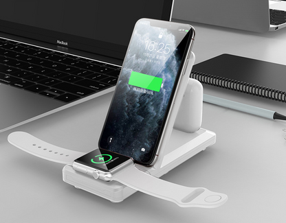 Folding three-in-one multifunctional wireless charger Phones DealSniper.net White