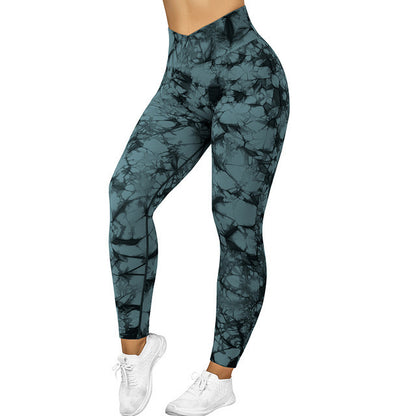 Seamless Tie Dye Leggings Women Yoga Pants Push Women dealsniper-net Dark green L