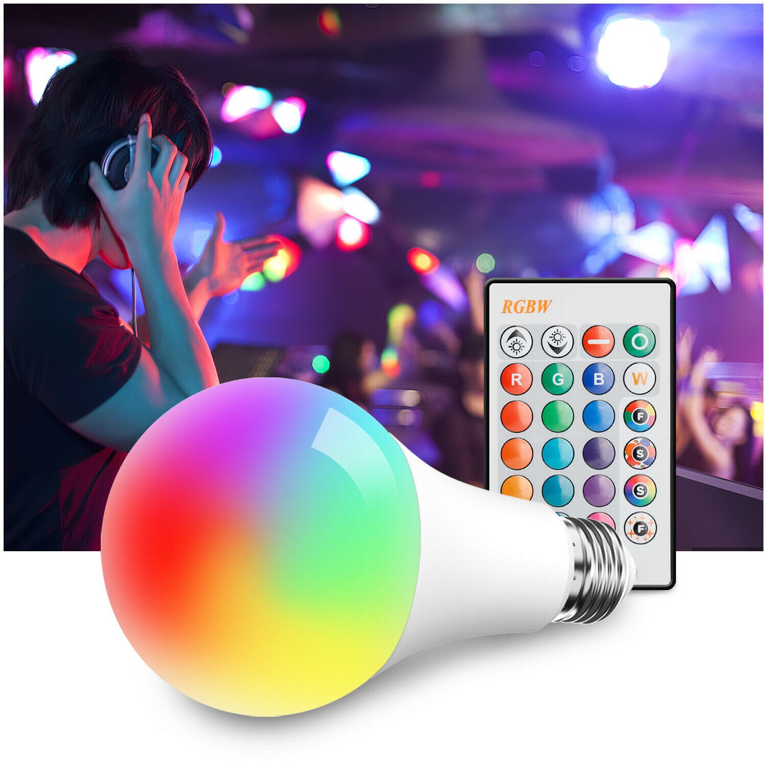 LED Light Bulb 15W RGB Smart Wireless Remote Dimmable Lamp Color Changing Smart WiFi LED Light Bulb Multi-Color For Alexa Home dealsniper-net White