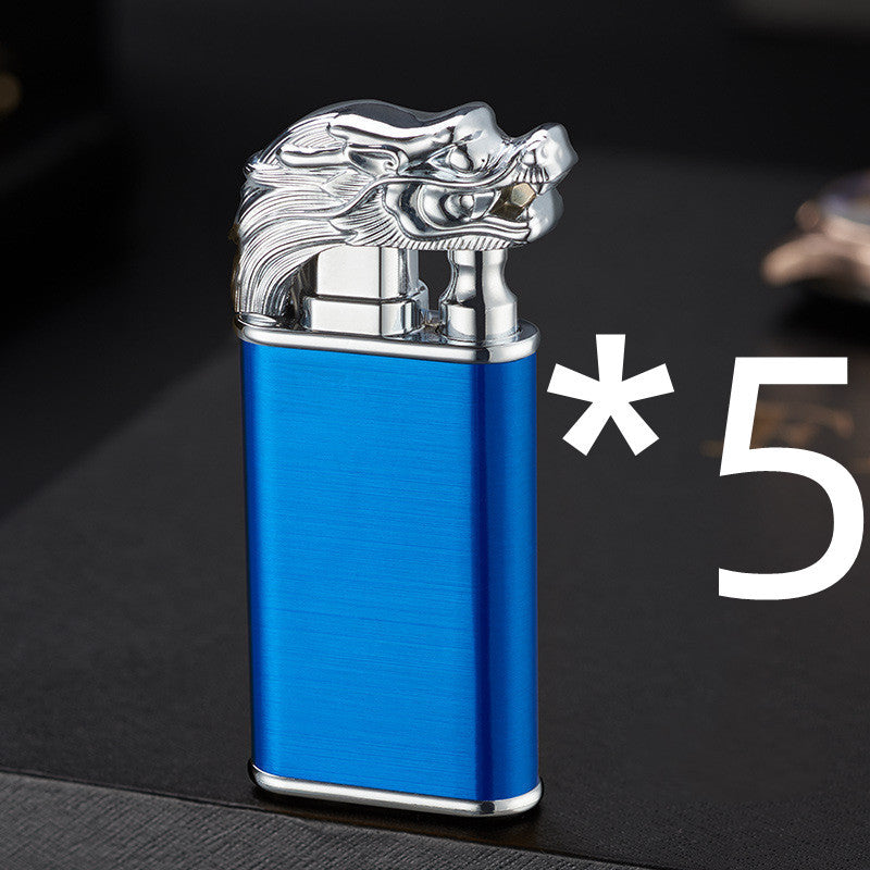 Creative Blue Flame Lighter Dolphin Dragon Tiger Double Fire Gadgets dealsniper-net Blue faucet 5PCS