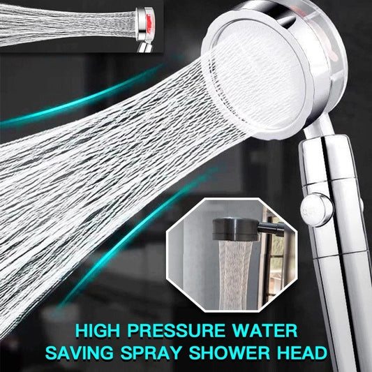 Propeller Driven Shower Head With Stop Button And Cotton Filter