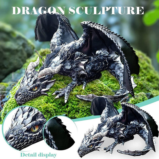 Garden Statue Big Squatting Dragon Sculpture Dragon Guardian Resin