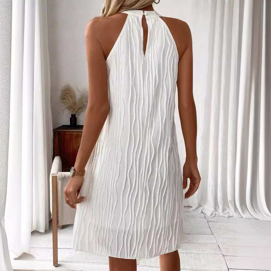 Fashion Dresses For Women Pure Color Halter Backless Dress Women dealsniper-net