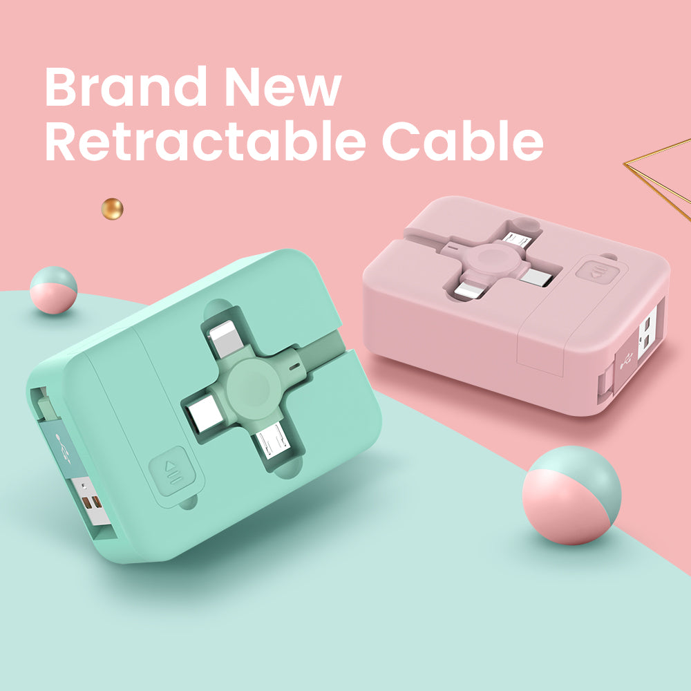 4 In 1 Retractable USB Cable Creative Macaron Type C Micro Cable Gadgets Gym From House