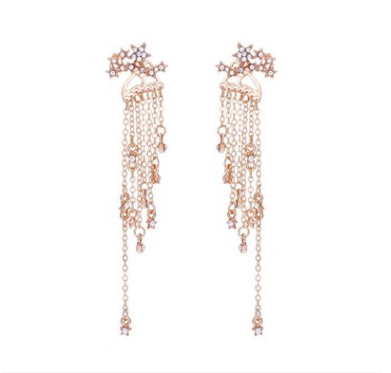 Shining Star Tassel Earrings Back Hanging Exquisite Earrings Jewelry dealsniper-net Earring gold