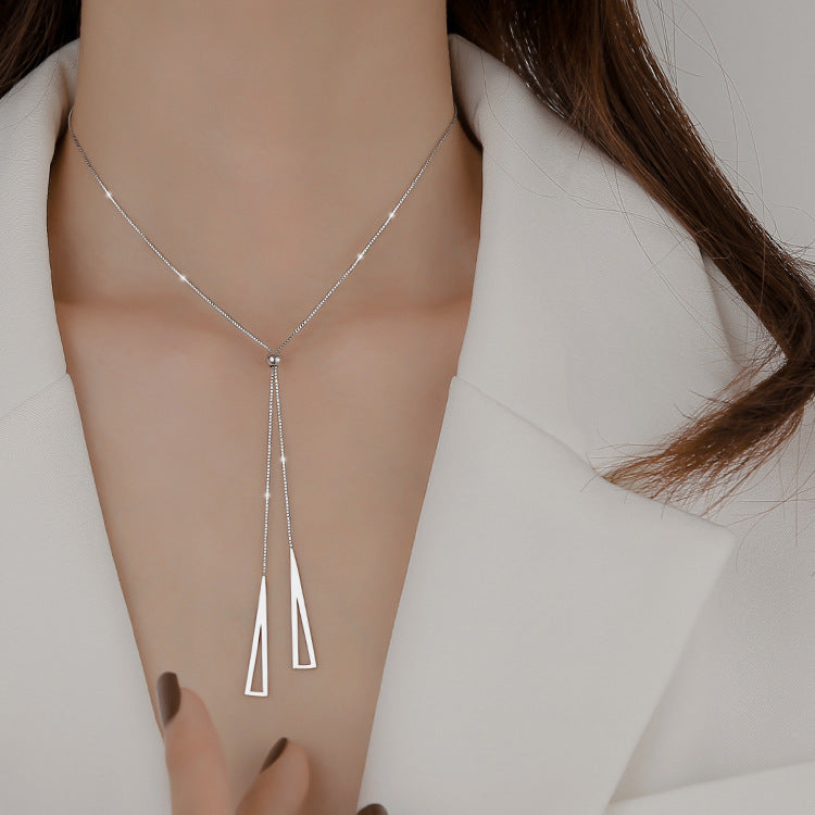 Sterling Silver Geometric Triangle Necklace Jewelry Gifts Holidays dealsniper-net