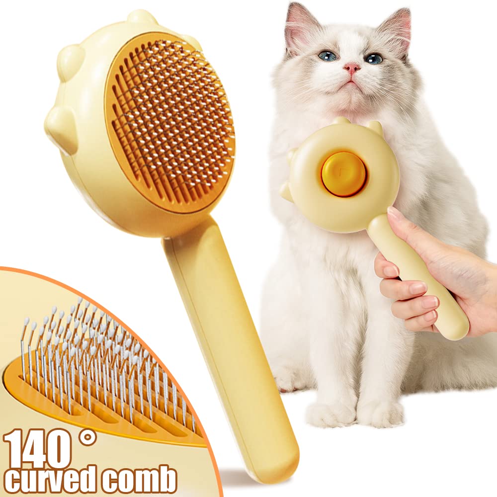 Pet Hair Cleaner Brush Cat Grooming Brush With Release Button Pets Gym From House