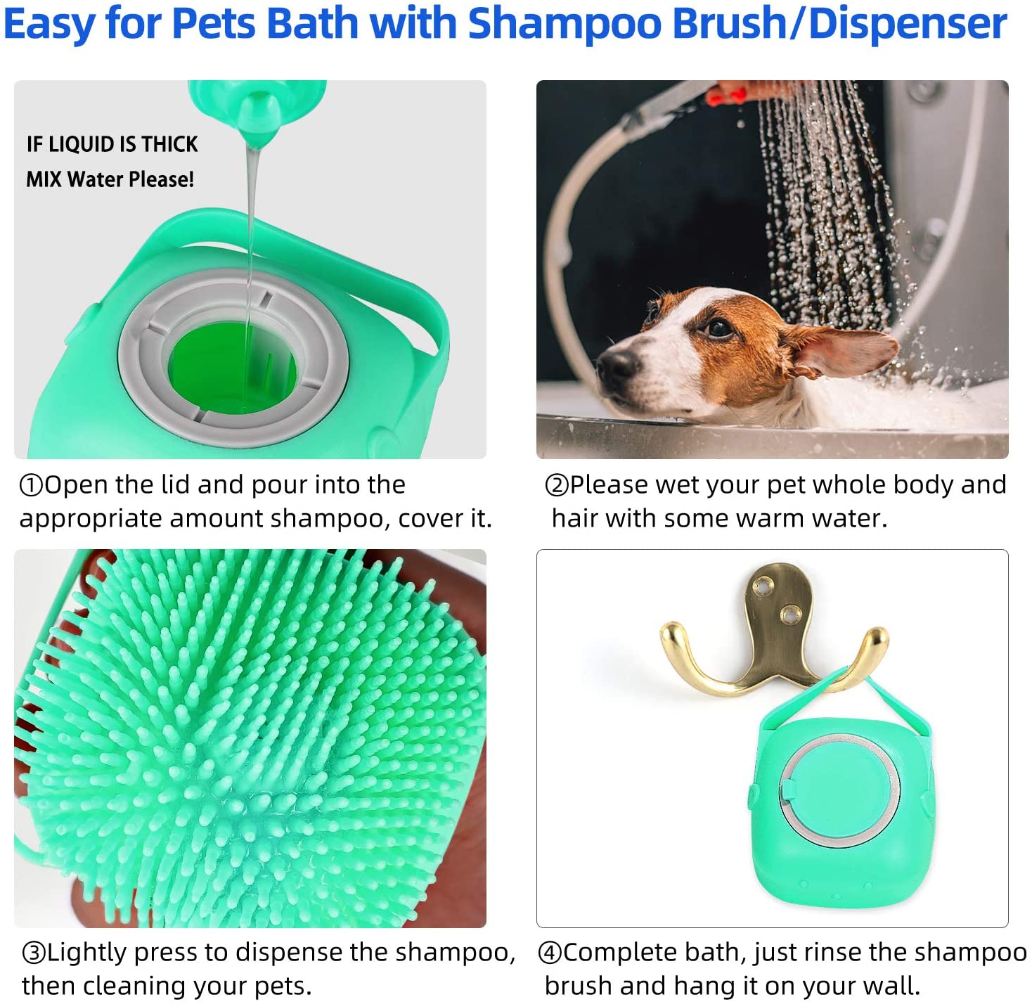 Pet Dog Shampoo Massager Brush Cat Massage Comb Grooming Pets Gym From House