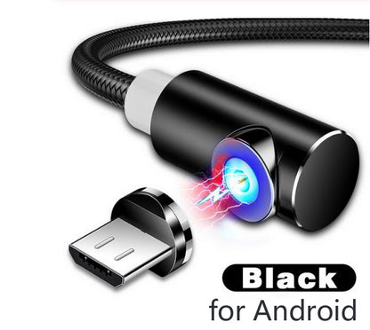 Nylon Braided Magnetic Mobile Phone Charging Cable Gadgets dealsniper-net Black android 1 m