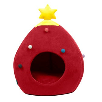 Christmas Tree Pet Bed Winter Warm Pet Nest Pets Gym From House