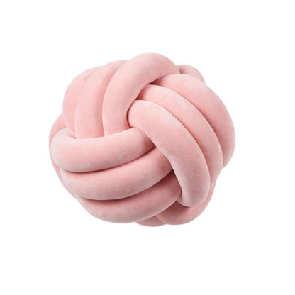 Knotted Plush Ball Design Round Throw Pillow House DealSniper.net Light sunset red 20cm