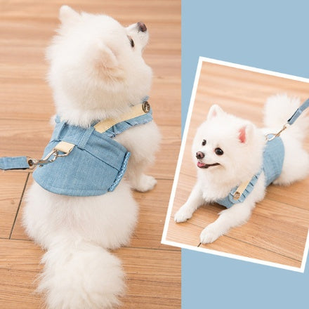 Cute Pet Dog Harness Leash Set Pets Gym From House Lake Blue L