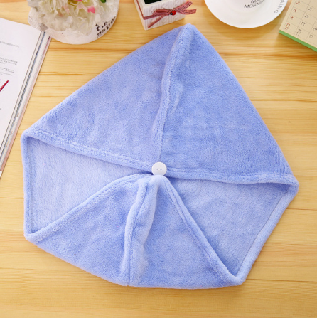 Korean version of coral fleece dry hair cap dry hair towel Women dealsniper-net Blue