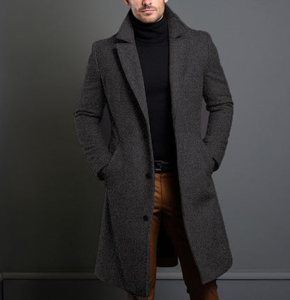 Winter Lapel Trench Coat Fashion Pocket Single Breasted Men Gym From House N6 Dark grey 4XL
