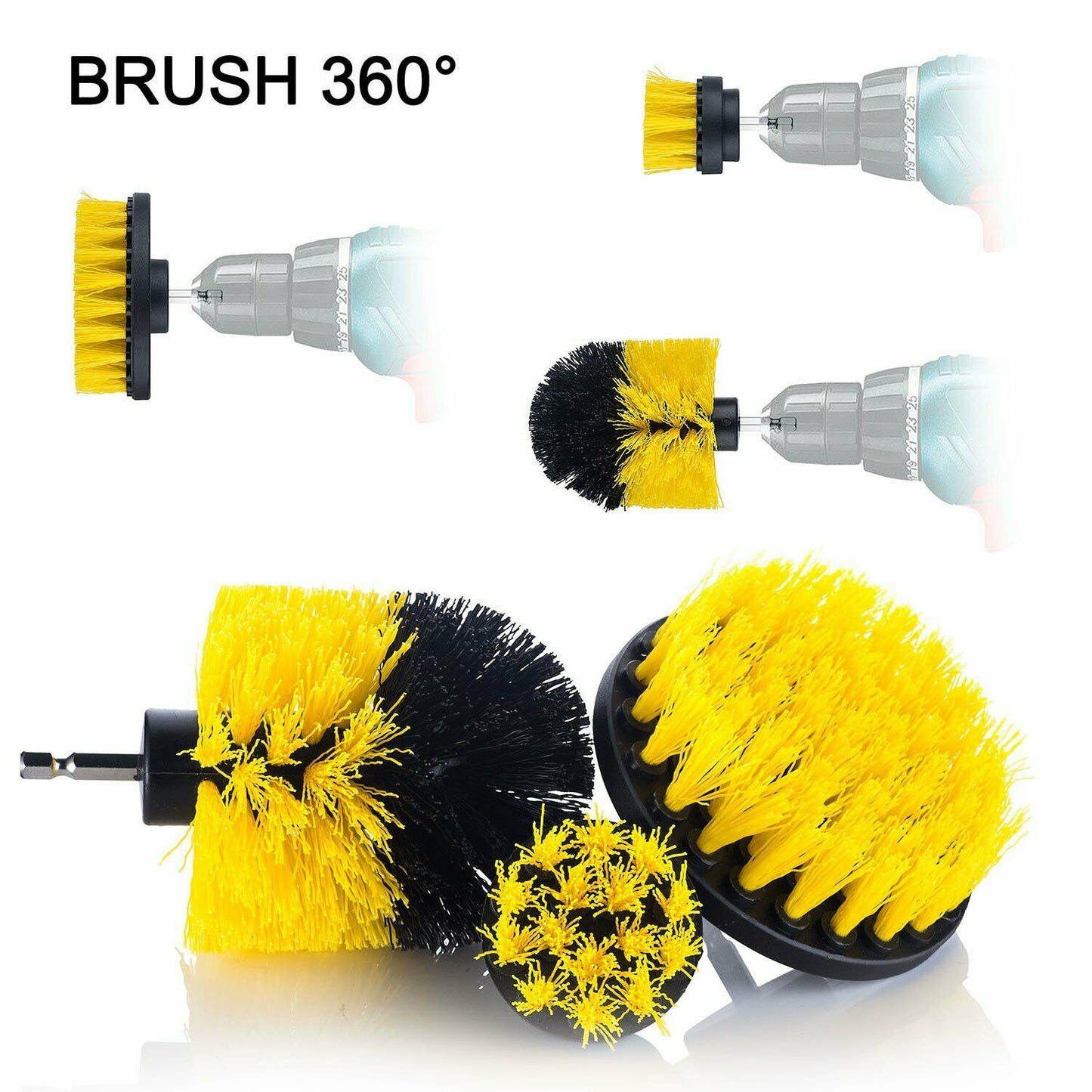 Drill Brush Set Power Scrubber Brushes for Car Wash