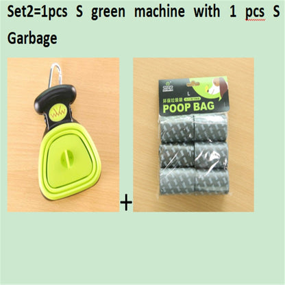 Dog Pet Travel Foldable Pooper Scooper With 1 Roll Pets Gym From House Set 2 GreenSXS