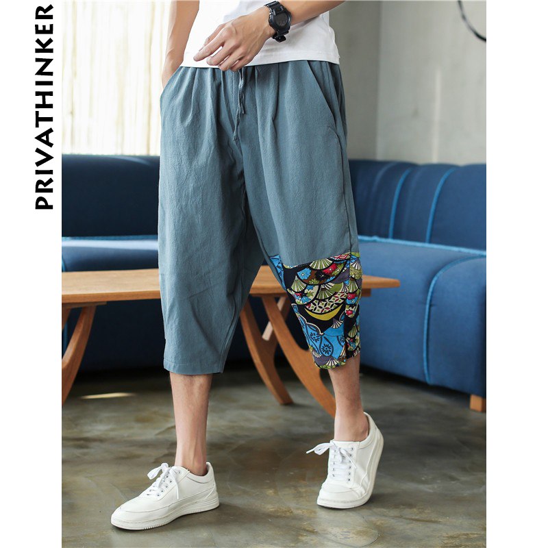 Sinicism Shop Mens Cotton Linen Harem Pants Male