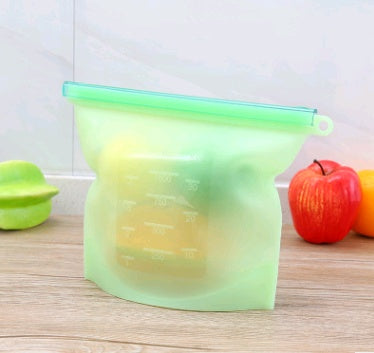 Silicone fresh-keeping bag vacuum sealed bag food Kitchen dealsniper-net Green 1000ml