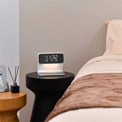 Creative 3 In 1 Bedside Lamp Wireless Charging LCD Screen Alarm Clock Gadgets dealsniper-net