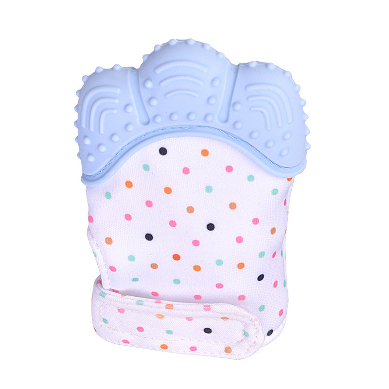 Baby teether baby anti-bite silicone molar gloves children's sound toys Kids DealSniper.net Blue Q1pcs