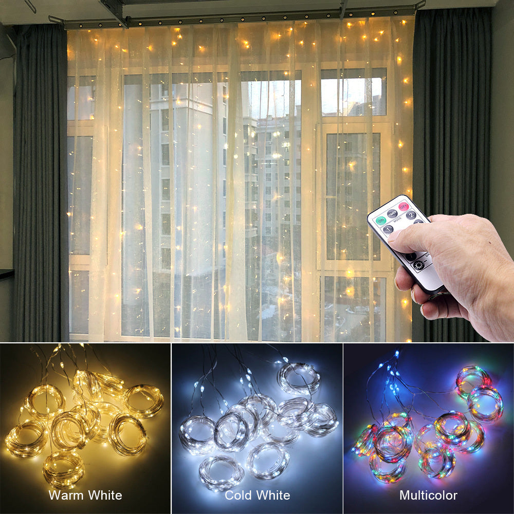 LED Curtain Garland On The Window USB String Lights