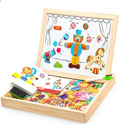 Wooden Magnetic Puzzle Toys Children 3D Puzzle Box Figure