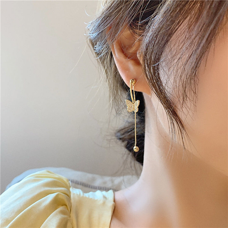 Premium sense tassel earrings butterfly earrings Jewelry dealsniper-net