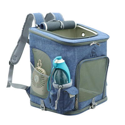 Transparent Portable Cat Backpack Pet Bag Pets Gym From House Denim Blue Bag L