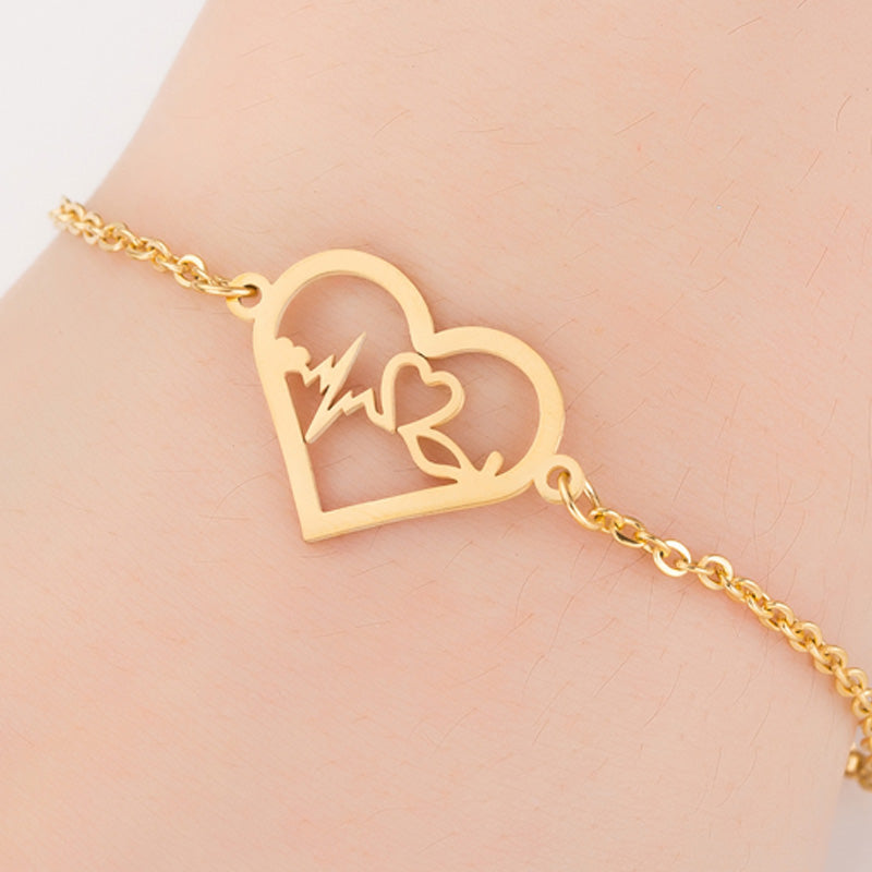 Gold Color Charms Bracelet Femme Stainless Steel Jewelry Gifts Holidays dealsniper-net Love