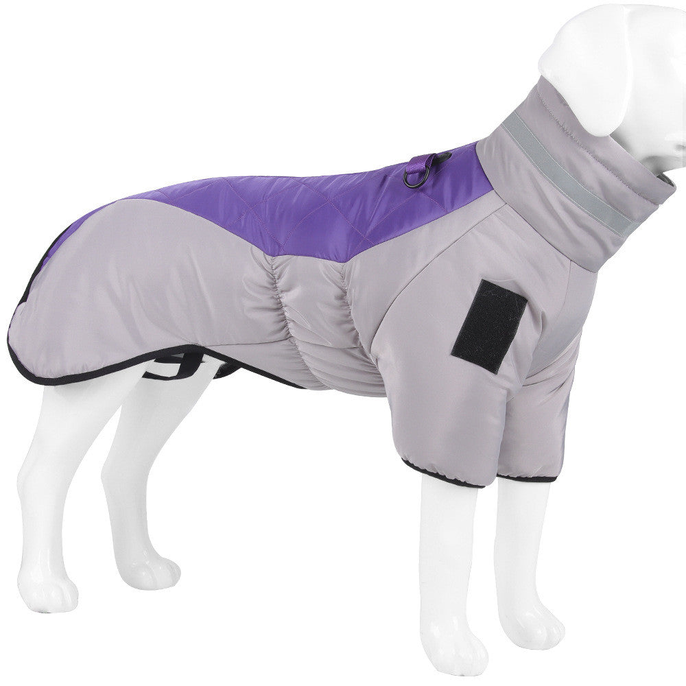 New Pet Dog Clothes Thickened With Reflective Warmth Pets Gym From House Grey purple 2XL
