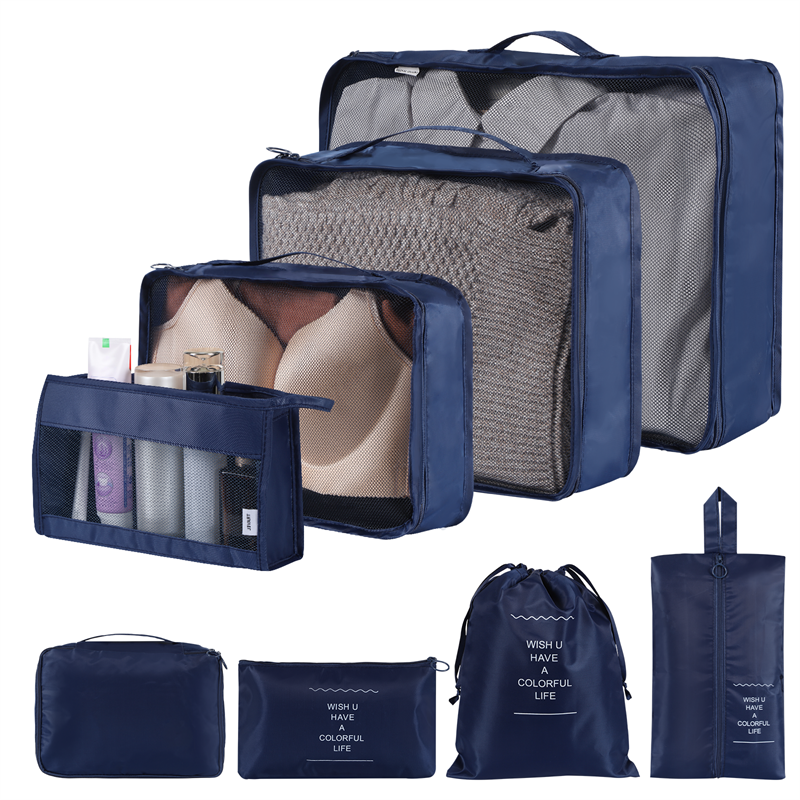 Home Fashion Simple Solid Color Storage Bag House dealsniper-net Navy Blue 8Set