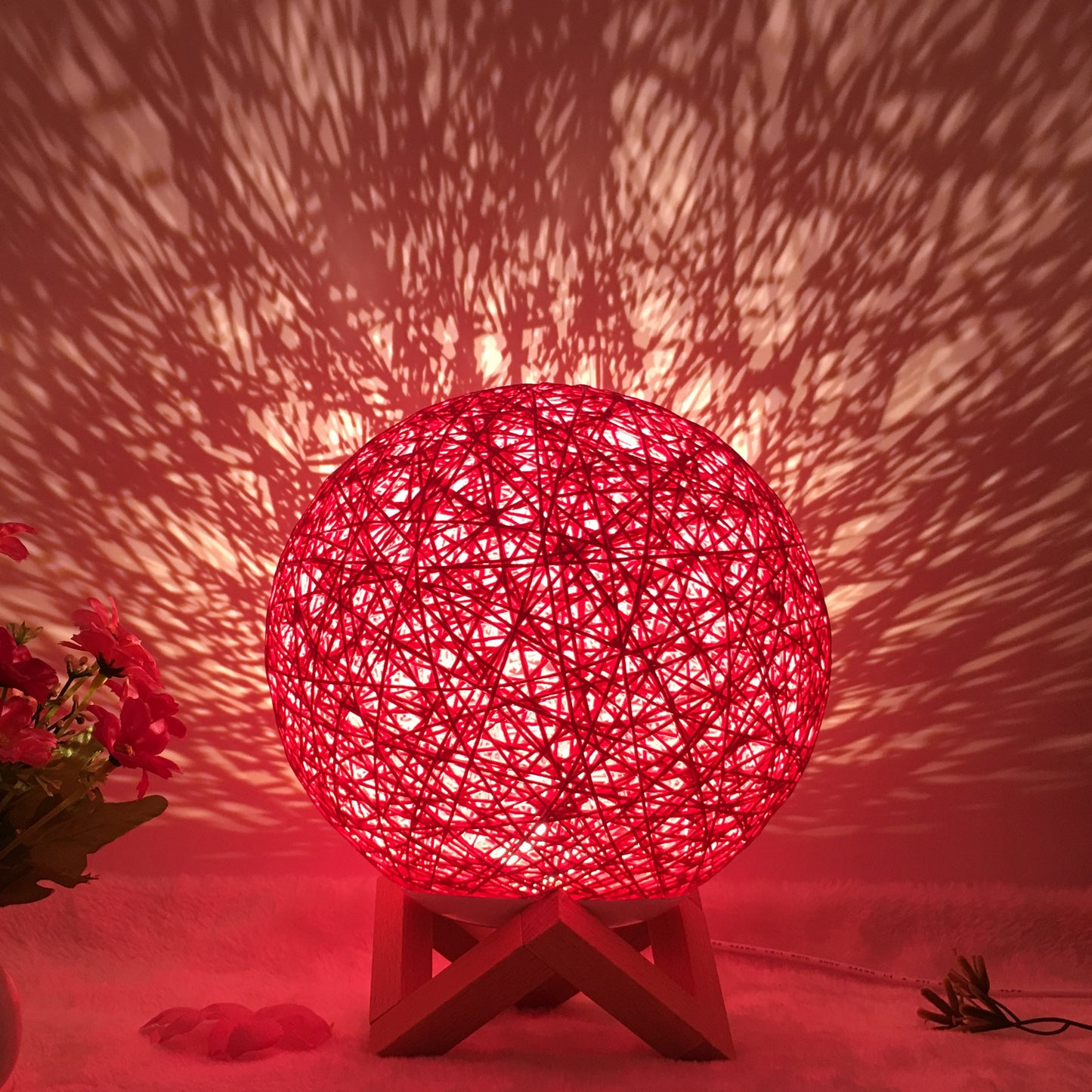 Creative Linen Table Lamp Novel and Unique LED Intelligent Home Decor Gym From House Red shelf Button 20cm