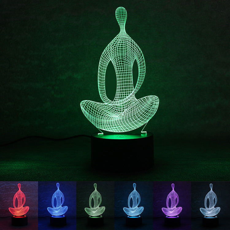 3D 7 Color Changing Yoga LED Meditation Of Acrylic Night Light Home Decor Gym From House