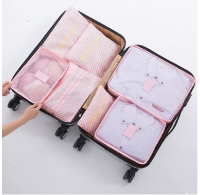 Durable Waterproof Nylon Packing Cube Travel Organizer Bag Women dealsniper-net Powder stripe