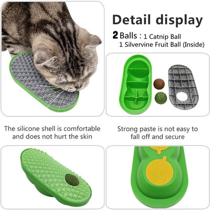 Catnip Toys Balls That Stick On Wall Pet Massage Brush Cat Toy Ball Pets Gym From House
