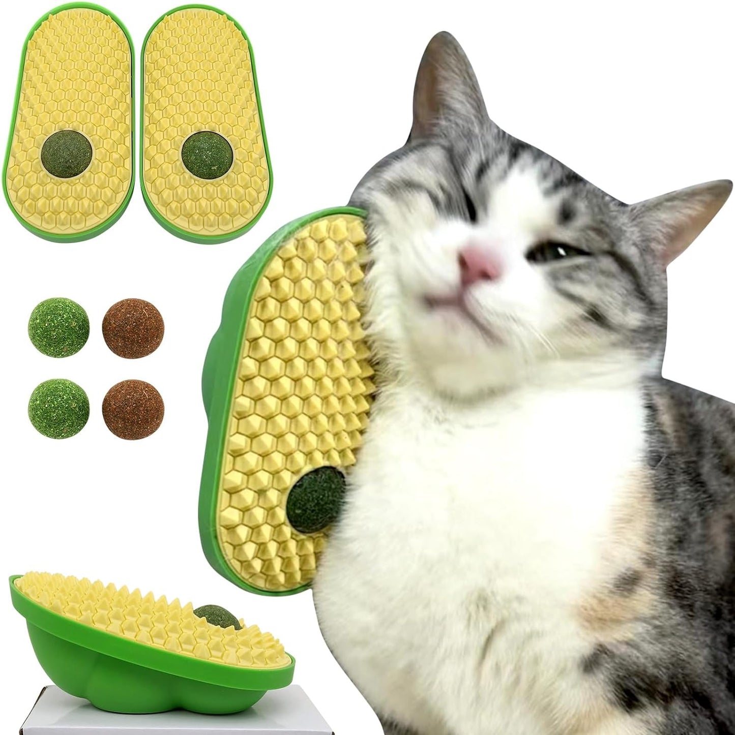 Catnip Toys Balls That Stick On Wall Pet Massage Brush Cat Toy Ball Pets Gym From House