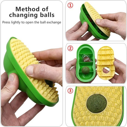Catnip Toys Balls That Stick On Wall Pet Massage Brush Cat Toy Ball Pets Gym From House