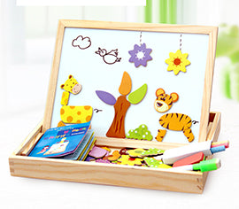 Wooden Magnetic Puzzle Toys Children 3D Puzzle Box Figure